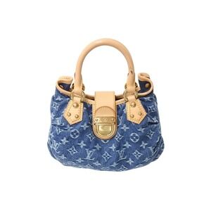 LOUIS VUITTON Monogram Denim Pleaty Handbag Blue